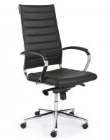 Design bureaustoel 601, hoge rug in zwart PU