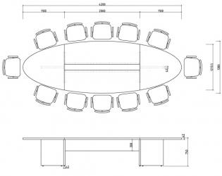 Manage-it ovale tafel 420x138cm 